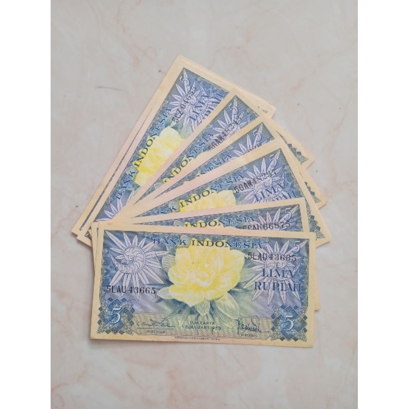 uang kertas 5 rupiah rp5 dijamin asli