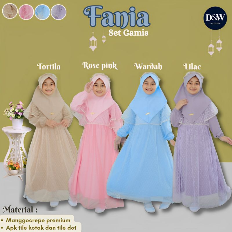 ready gamis anak perempuan fania set by d&w 4-14y