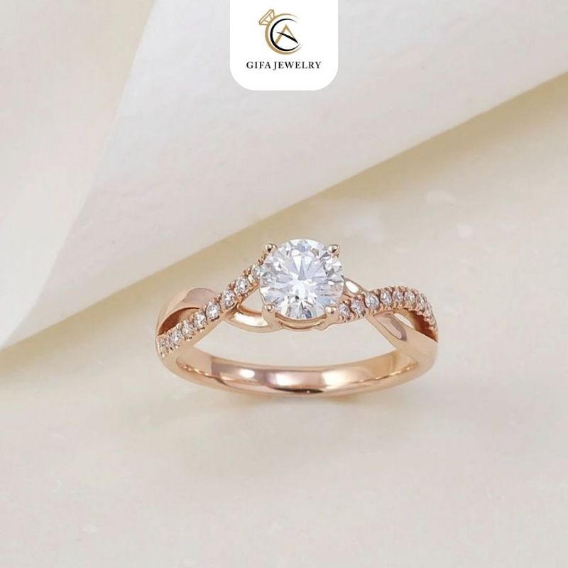 Cincin Kawin Cincin Custom Wanita Bahan Emas Rose Gold