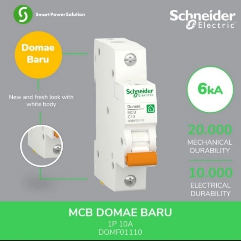 SUPER BIG SALE MCB SCHNEIDER / MERLIN GERLIN 1P 10A 6KA TIPE DOMAE