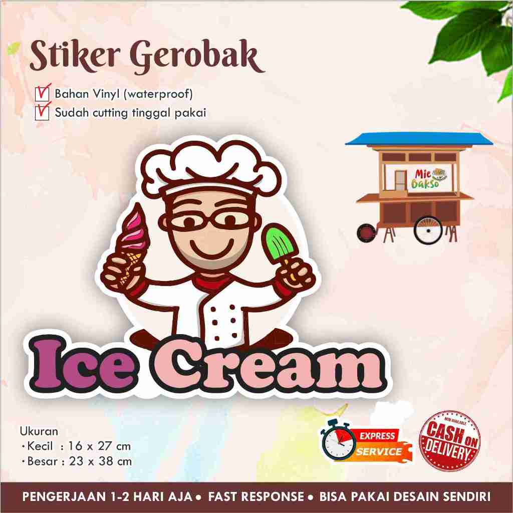 

STIKER KACA GEROBAK VINYL ICE CREAM / LABEL MAKANAN