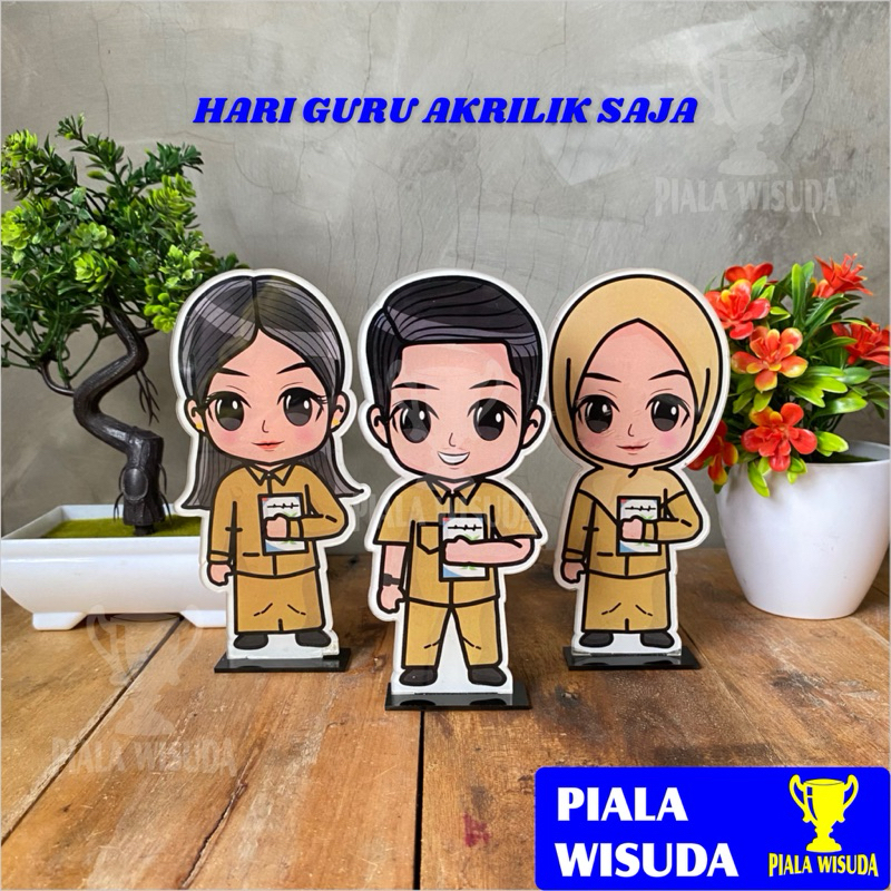 Piala Wisuda Topper buket akrilik (Hari Guru PNS) akrilik saja