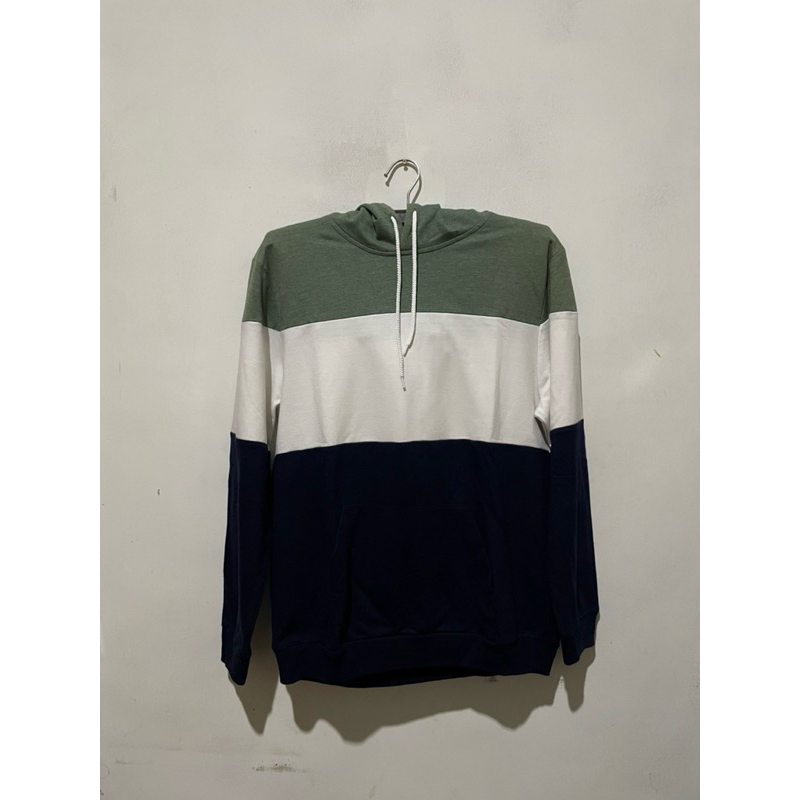 termurah jaket hoodie casual loreng strip 3 merk details