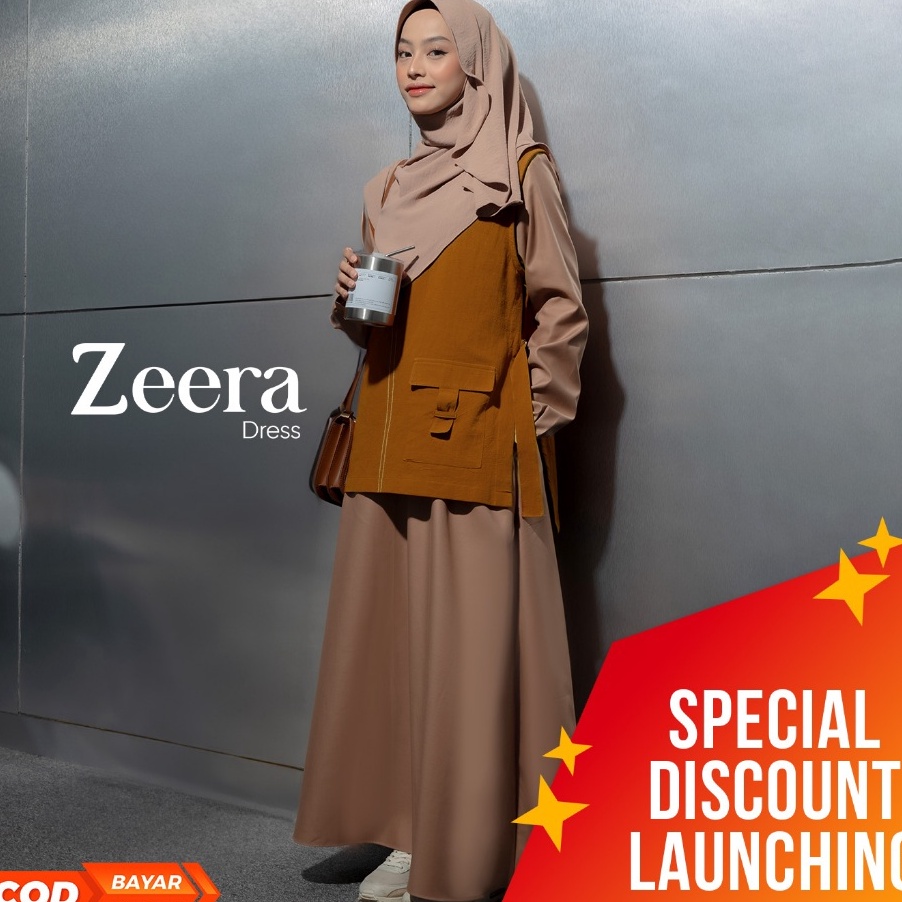PROMO SALE Jilbrave Zeera Dress Gamis Casual Couple Muslimah Dengan Vest Terpisah Style Simple Boyis