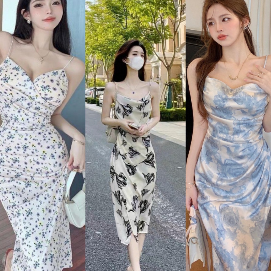 Free Ongkir  COD  dress panjang wanita gaun wanita One Set Wanita Mezzaluna Longdress