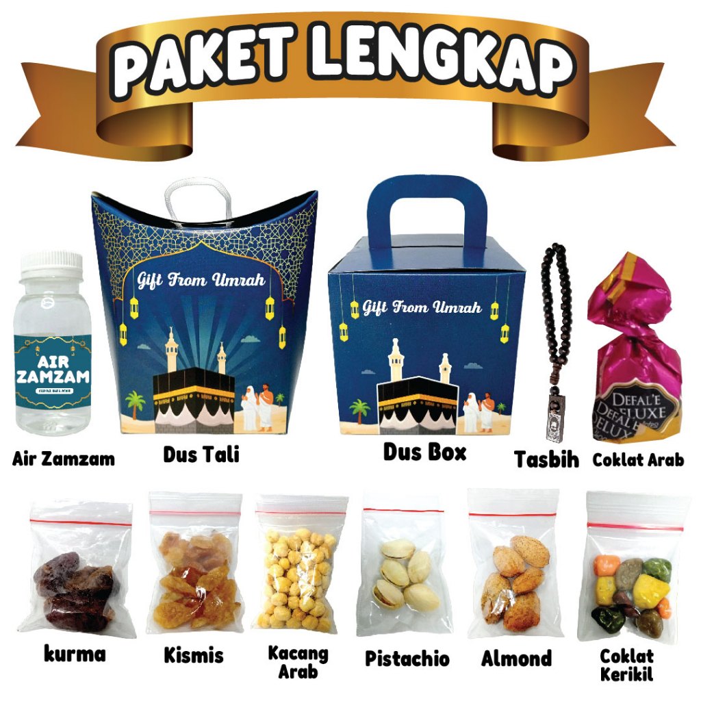 

Paket Oleh-Oleh Haji dan Umroh Grosir Ekonomis Lengkap hampers dus teng teng Tali Jinjing Murah