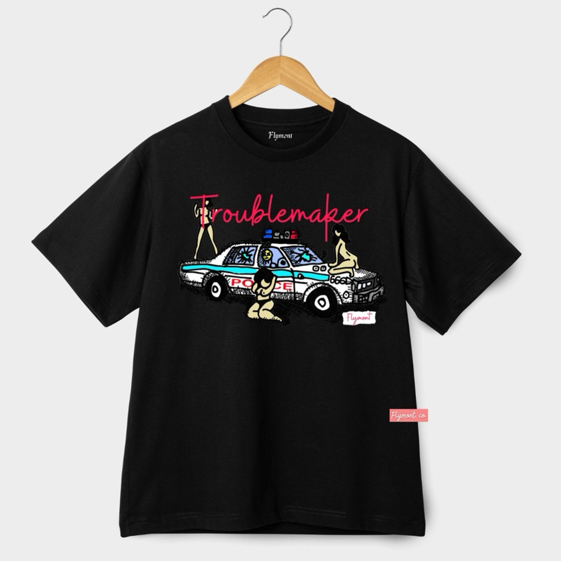 Flymont - Kaos Distro Regular Troublemaker Tshirt Pria Wanita