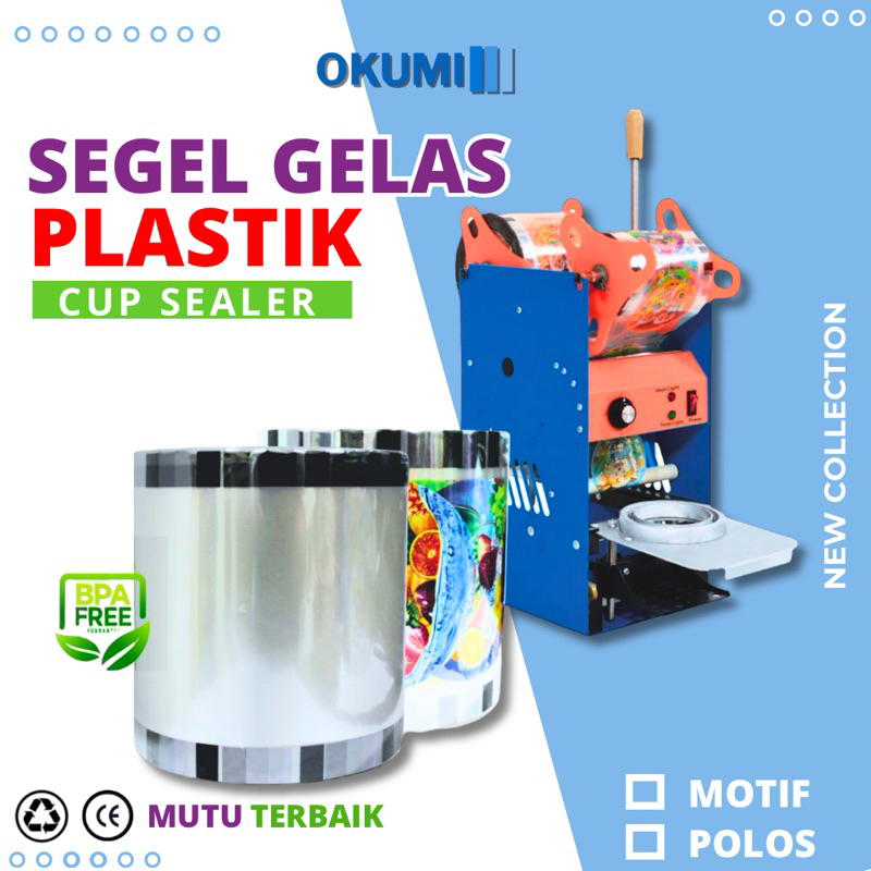 OKUMI Plastik Lid Cup Sealler 1000 Plastik Cupsealer Polos Motif Plastik Cup Seller Tutup Gelas Plas