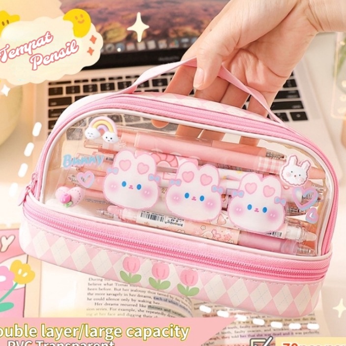 

Terlaku Tempat Pensil BesarTransparan PVC Pencil Case Tas Pensil Murid LucuKotak Pensil Anak Esthetis