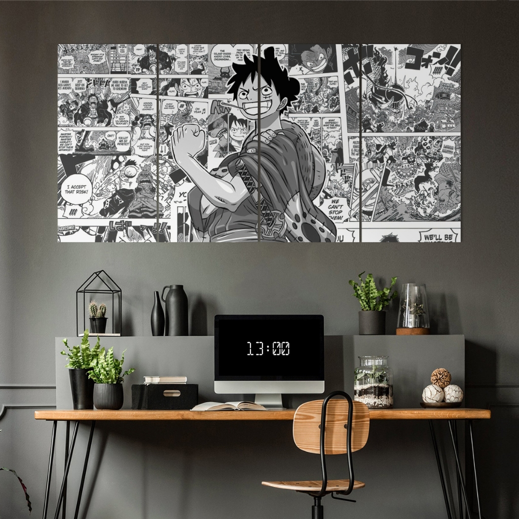 [120x60cm] Wall Decor Pajangan Poster Kayu Hiasan Dinding Lukisan One Piece Anime Landscape Ruang Ta