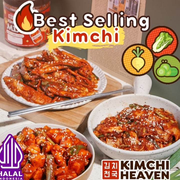 

MEGA SALE 1kg Fresh Korean Kimchi in Jar Halal Sawi Lobak Timun Mix
