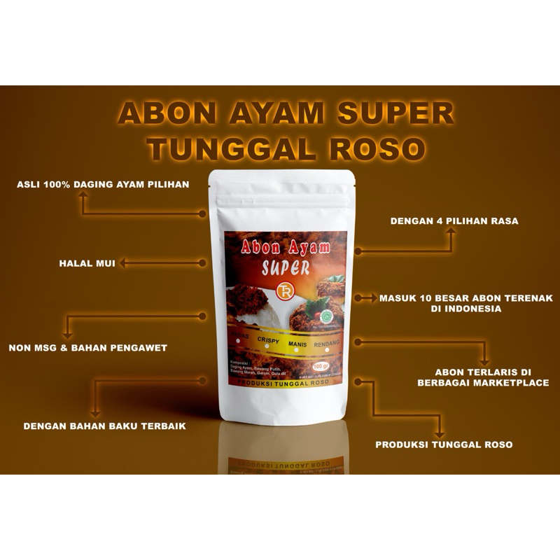 

Abon Ayam Super Tunggal Roso 100gr Kemasan Pouch