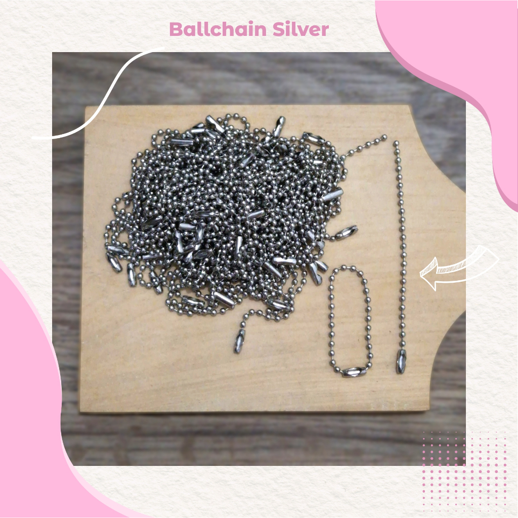 Rantai Biji Lada Silver 10cm / Rantai Kuku / Gantungan Kunci Hang Tag isi 20 pcs