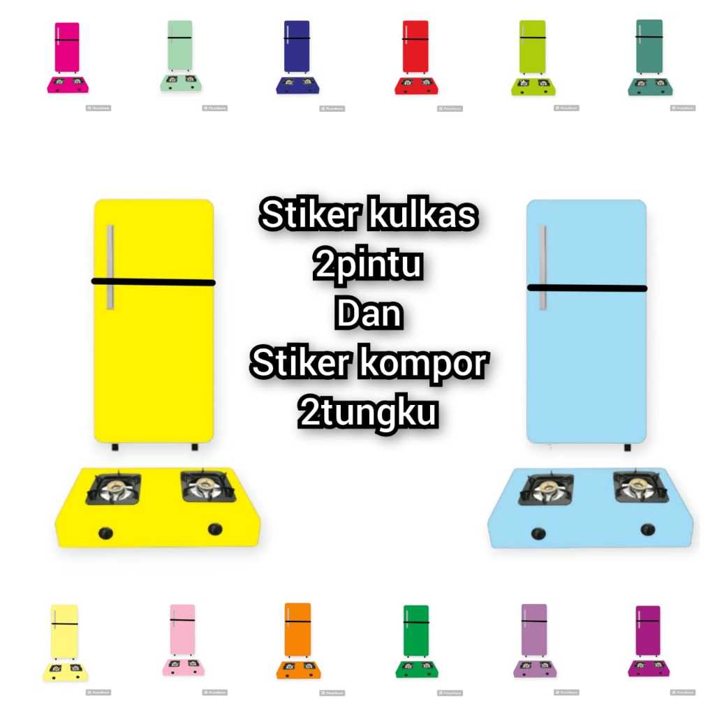 STIKER KULKAS 2 PINTU DAN KOMPOR GAS 2 TUNGKU MOTIF POLOS
