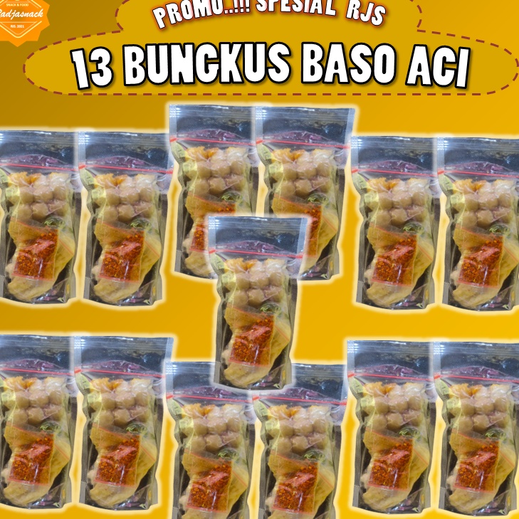 

V44859 BASO ACI 13 BUNGKUS PAKET HEMAT BASO ACI INSTAN BAKSO ACI KHAS RADJASNACK MAKANAN INSTAN