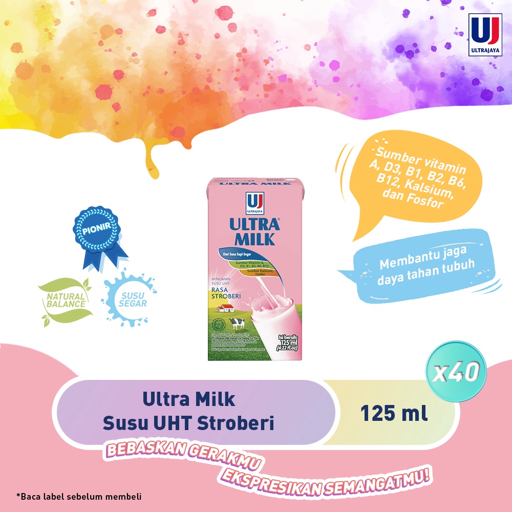 

1212 Ultra Milk Susu UHT Stroberi 125ml 1 Dus isi 4pcs serbuuu