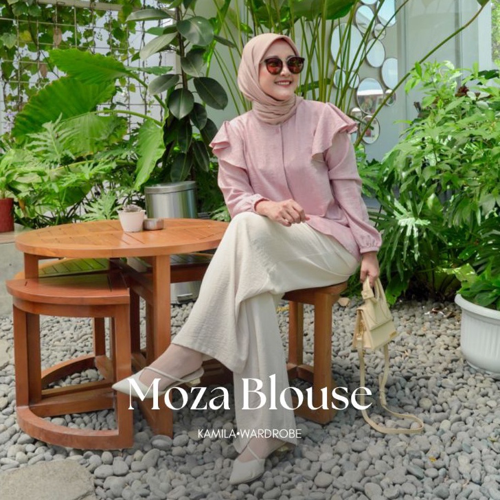 PROMO MURAH Kamila  MOZA BLOUSE Ruffle Linen Baju Basic