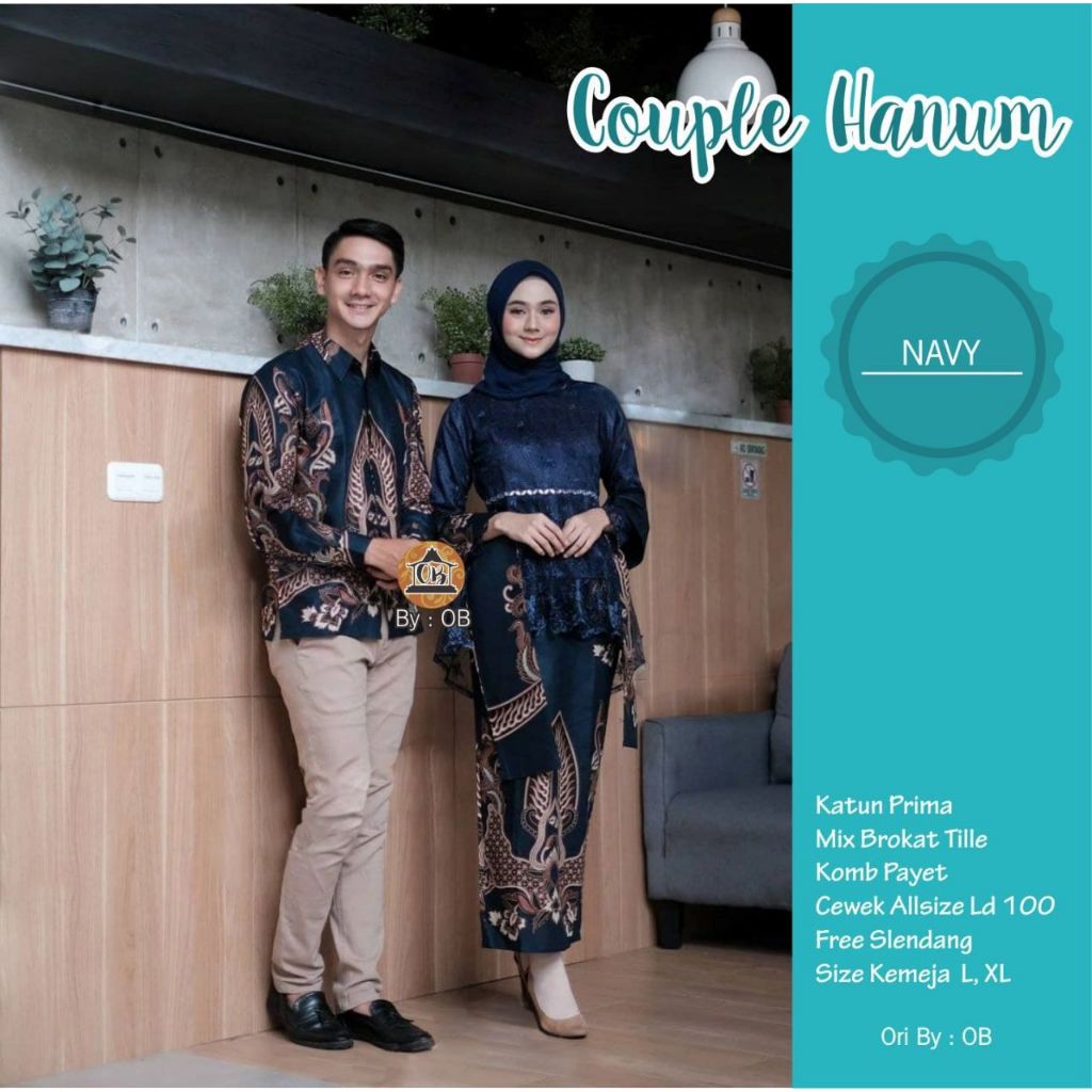Ready Jumbo  Hanum Kebaya Couple By Kastara Batik Couple  Kebaya Brokat Free Selendang Batik  Kemeja