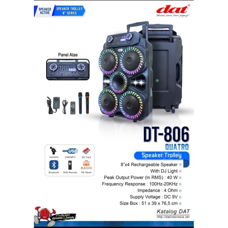 Speaker Bluetooth DAT DT - 806 | 8" Woofer X 4