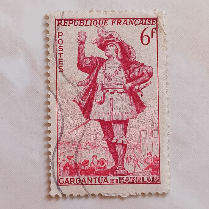 

(AA) Perangko Perancis 1953 Literary Figures - Gargantua (Rabelais) 6 franc Used