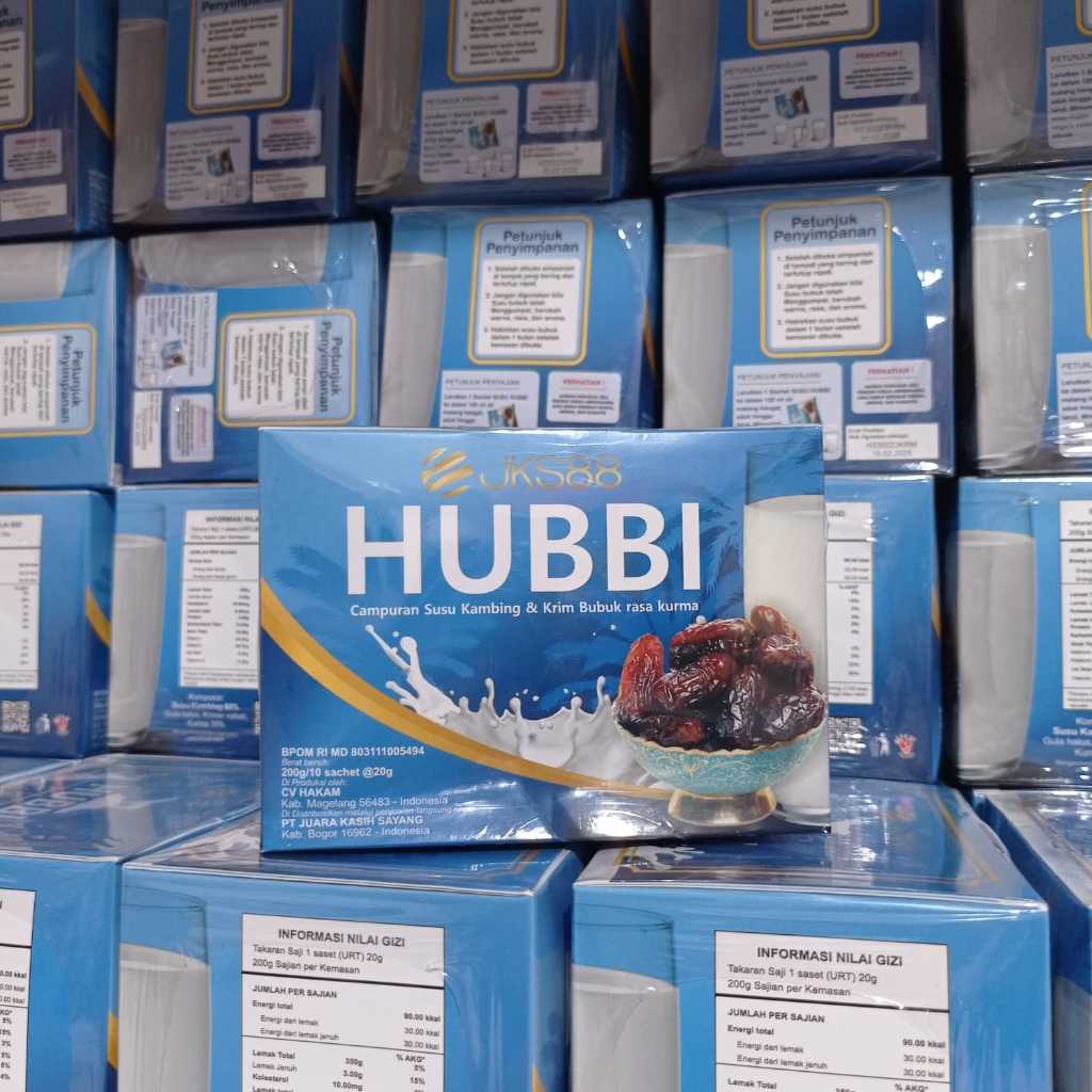 

SUSU HUBBI JKS88 RASA KURMA 1 BOX ISI 10 SACHET BPOM