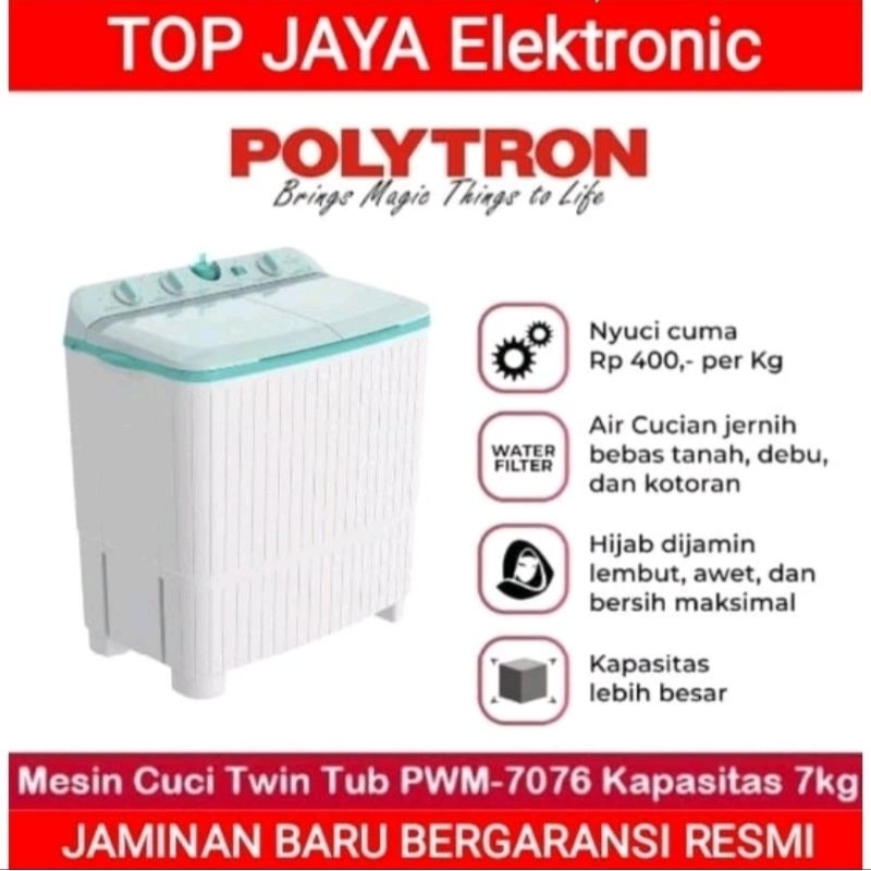 MESIN CUCI POLYTRON 7KG 2 TABUNG/POLYTRON MESIN CUCI 7 KG 2 TABUNG BARU BERGARANSI RESMI