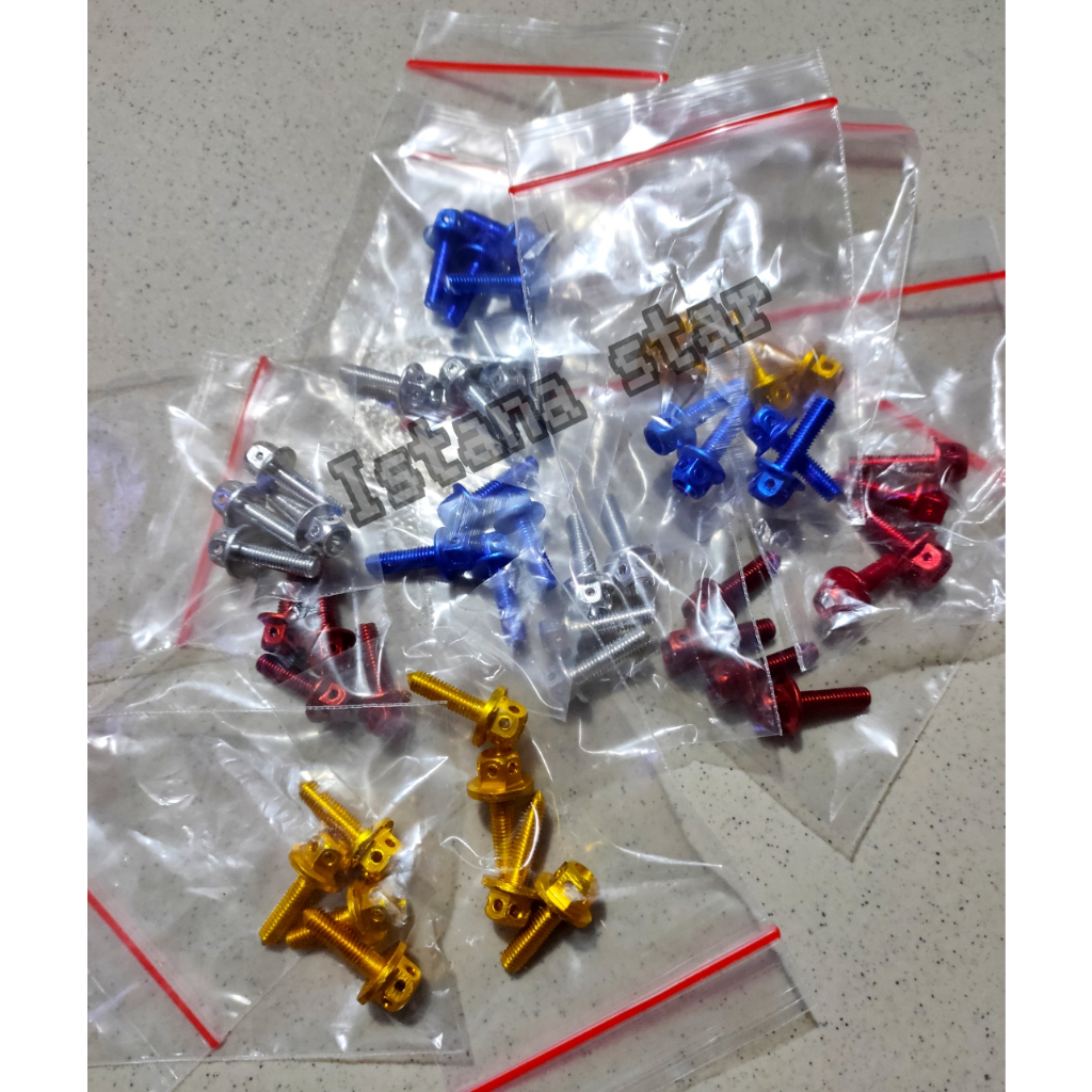 Baut Probolt Visor Pendek Variasi Untuk Visor Windshield Yamaha Aerox Nmax Old Lexi isi 4pcs - RED