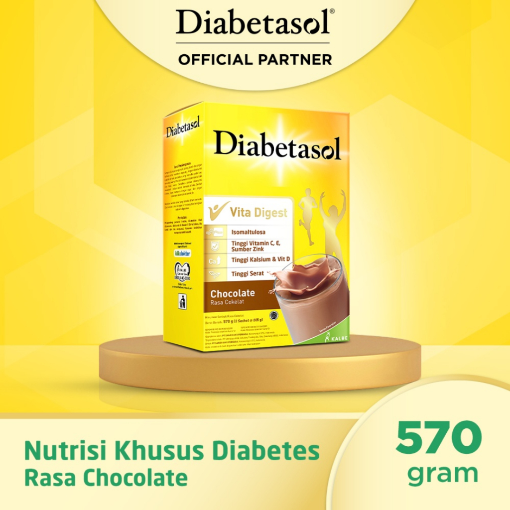 

DIABETASOL SUSU UNTUK PENDERITA DIABETES RASA VANILLA 630GR/COKLAT/CAPPUCINO PLUS OMEGA 3 KEMASAN 570GR