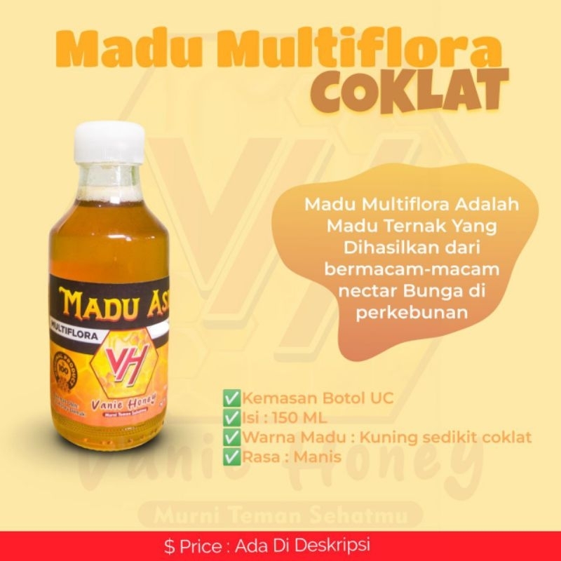 

MADU MULTIFLORA Grade A 150 ml/ Madu Murni/ Madu Asli 100% Alami Tanpa Olahan