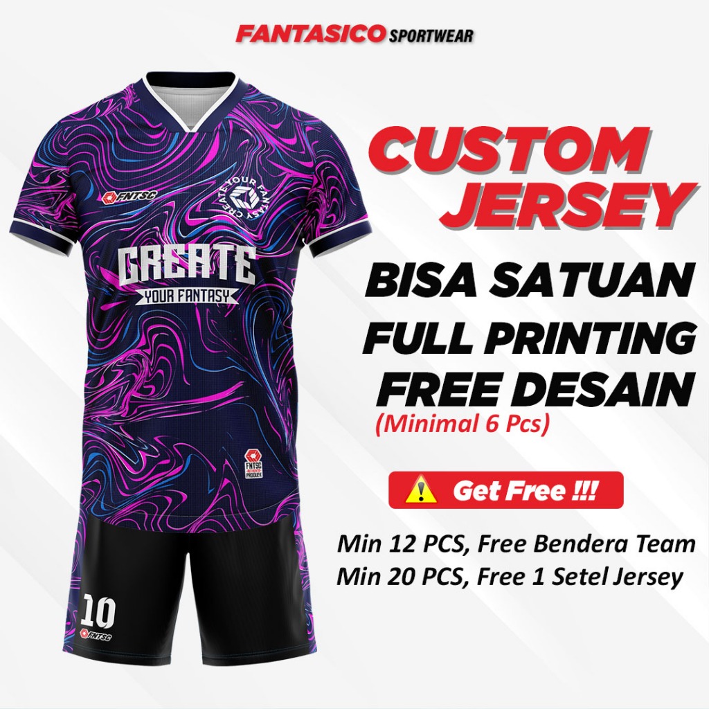 Fantasico Jersey Printing Futsal Jarsey Baju Kaos Setelan Stelan Costum Full Printing Basket Retro S