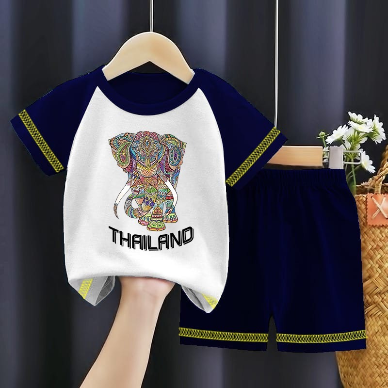 EdmundShop - Kaos Stelan Anak Laki Laki Perempuan Baju Kombinasi Anak Untuk Anak 1-10 Tahun Cowok Ce