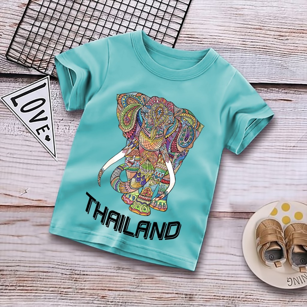 EdmundShop - Atasan Baju Anak Untuk Anak 1-10 Tahun Cowok Cewek Warna Motif Gajah Thailand Batik