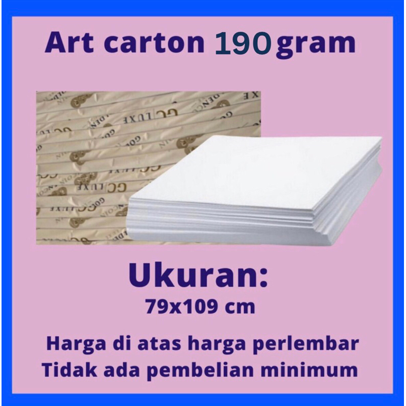 

Kertas Art Karton/ carton 190 gsm (isi 10 lembar)