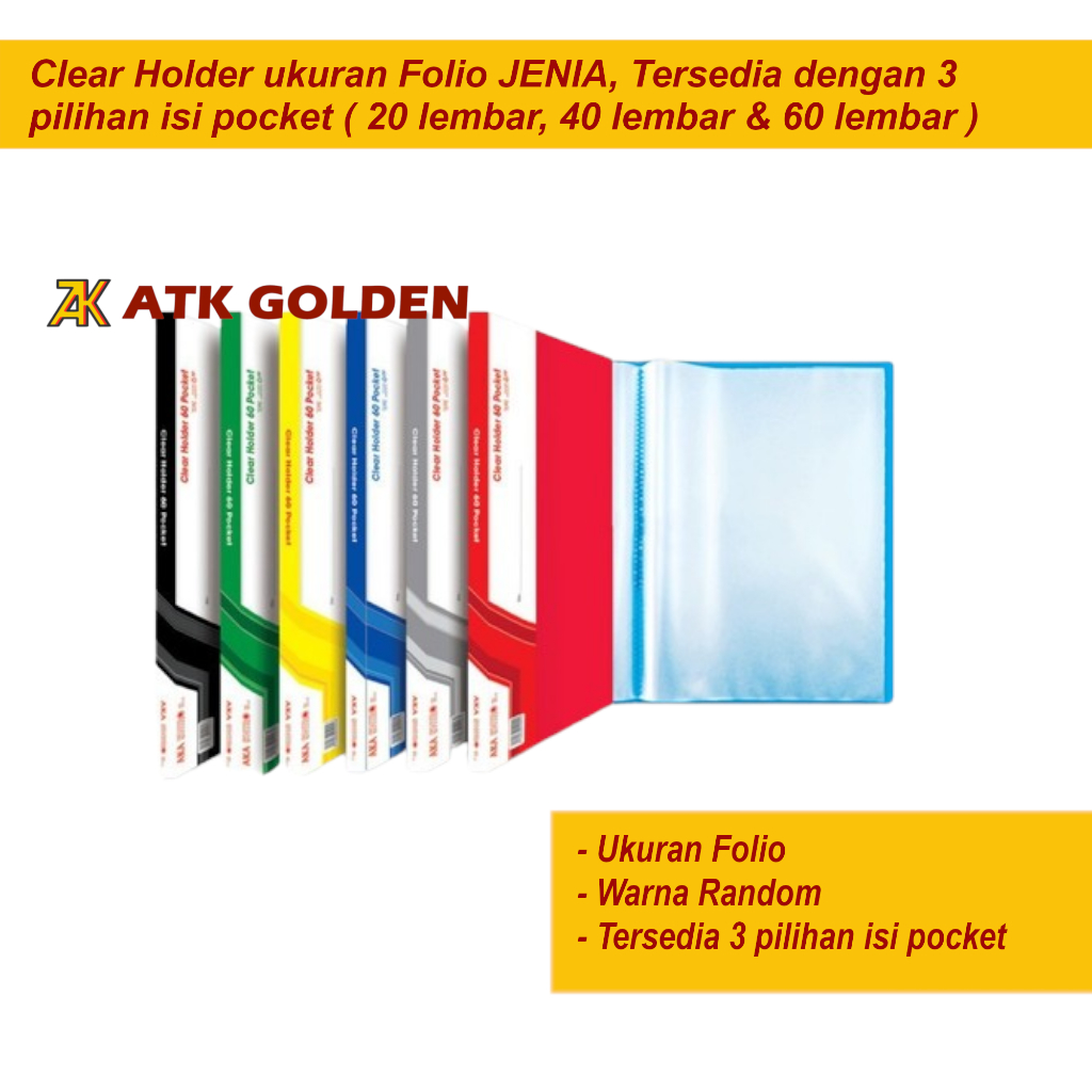 

Clear Holder Folio JENIA Isi Pocket 20/40/60 Lembar