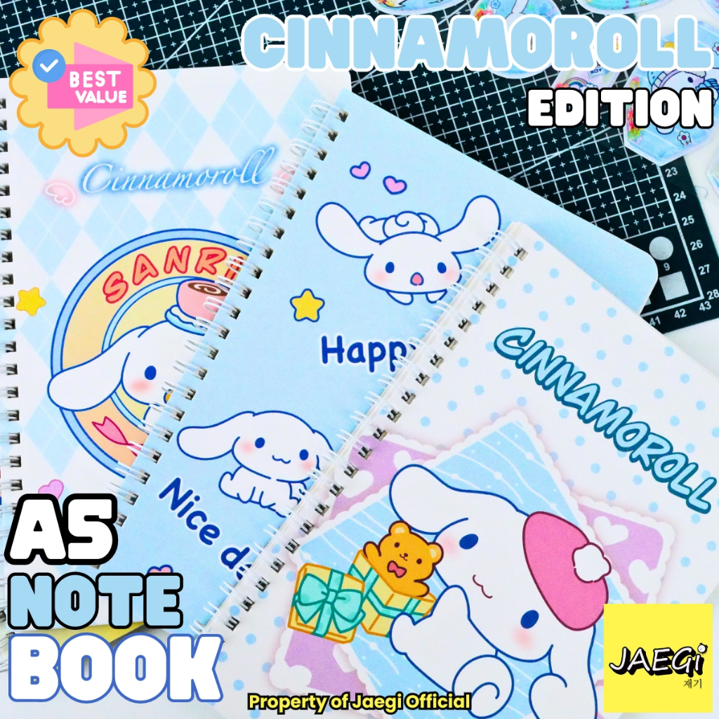 

JAEGi - Note Book Ring / Buku Tulis A5 Aesthetic Cinnamoroll Edition Premium 60 Lembar 15 x 21 CM