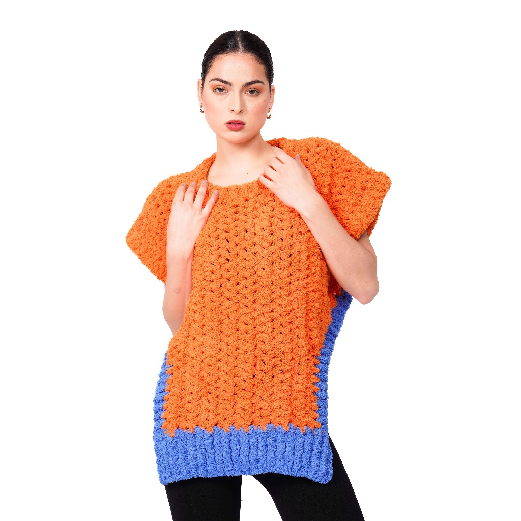 Nagita Slavina Orange Handmade Crochet Vest