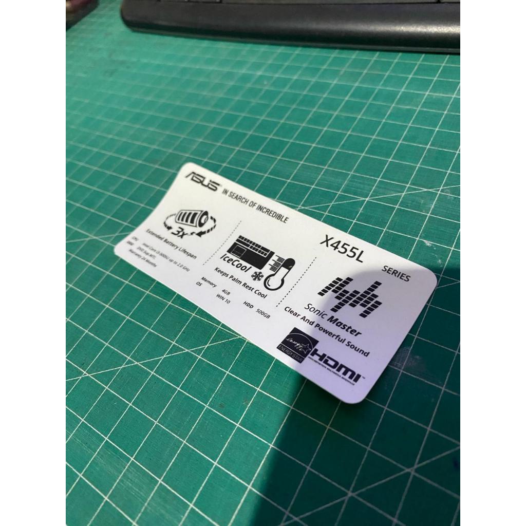 Stiker Spesifikasi Laptop Asus  X455L