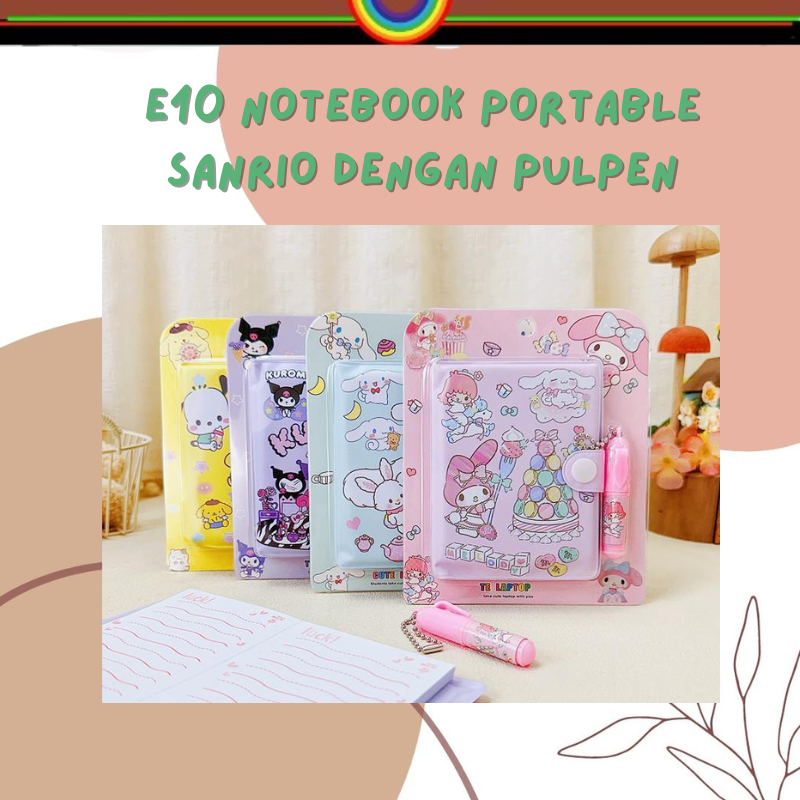 

E10 NOTEBOOK PORTABLE SANRIO DENGAN PULPEN | SET PEN BUKU CATATAN HARIAN PORTABLE | MINI DIARY | BUKU CATATAN MINI | CUTE MINI DIARY | POCKET NOTEBOOK | BUKU CATATAN SAKU PORTABLE KARTUN LUCU | HADIAH | KADO ULANG TAHUN | POMPOMPURIN | KUROMI | MELODY WPP