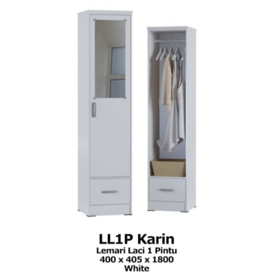 Lemari baju 1 pintu cermin lemari pakaian 1 pintu laci murah kosan