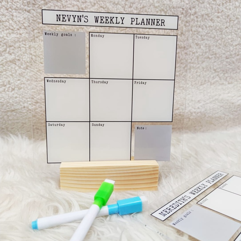 

weekly planner akrilik custom nama 19x20 cm