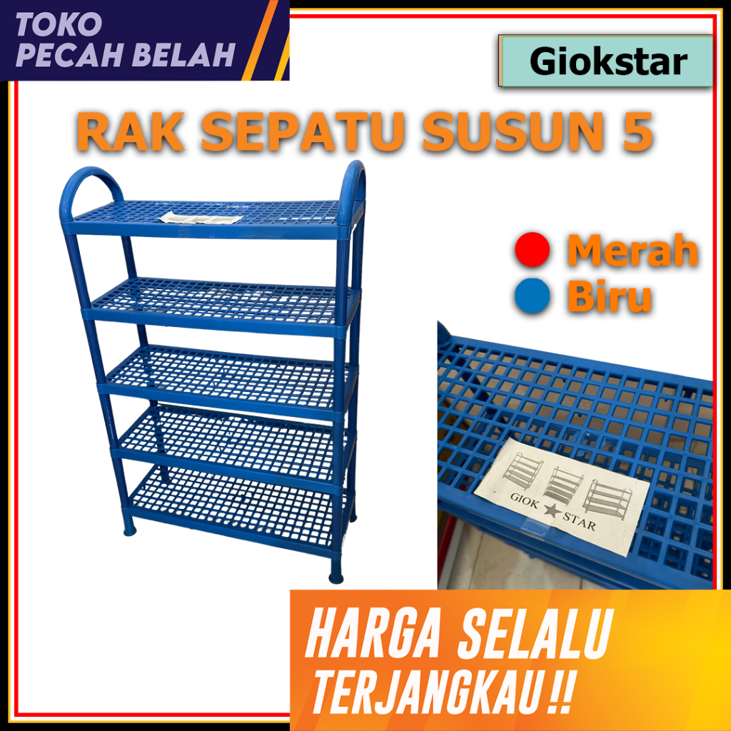 Rak Sepatu susun 5 Rak tingkat plastik Giokstar