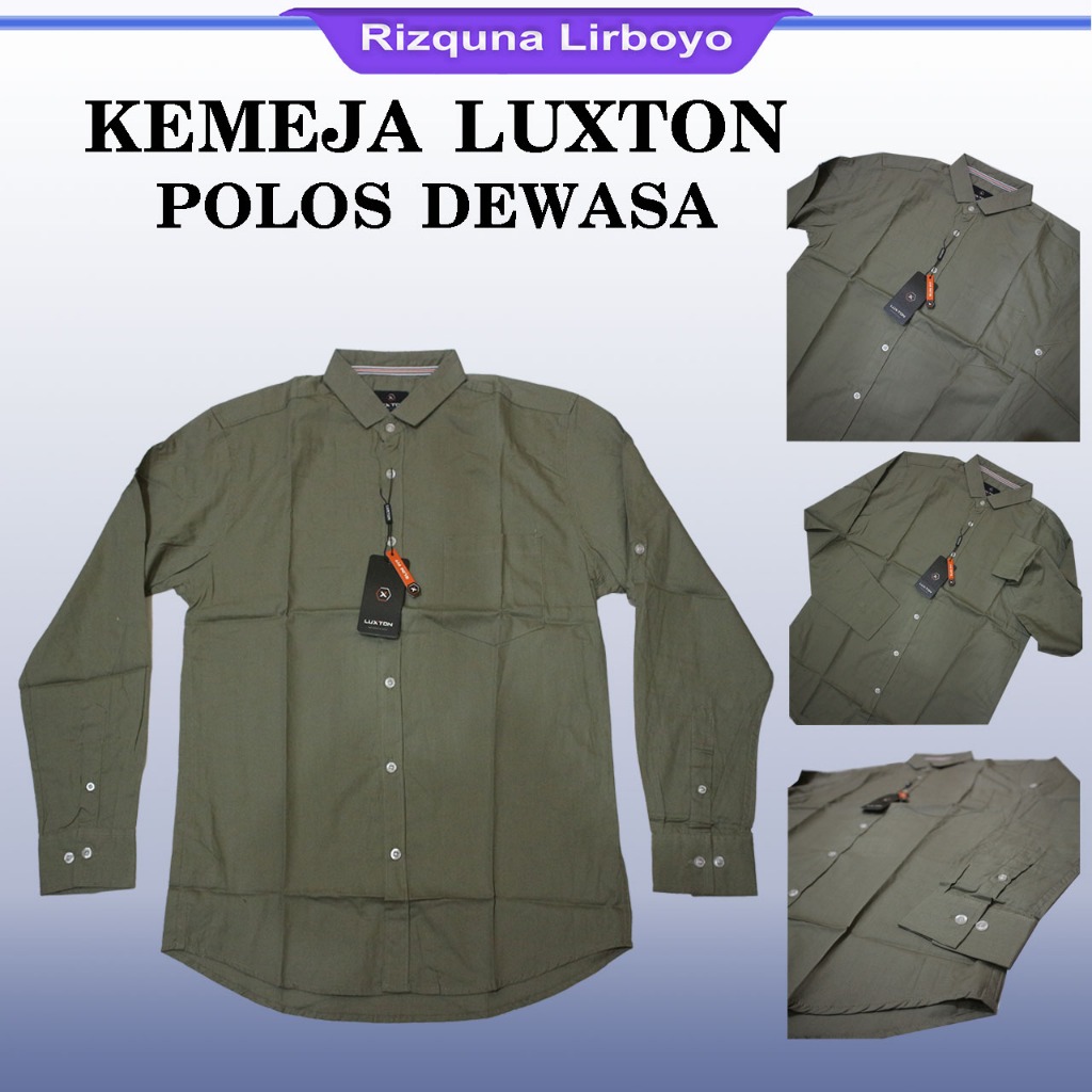 kemeja pria SLIM FIT polos lengan panjang LUXTON katun simpel