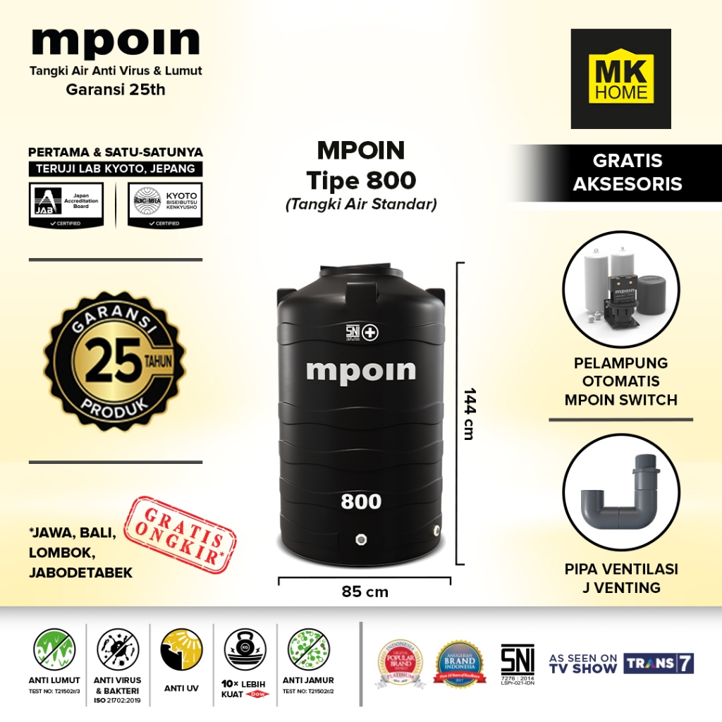 MPOIN W800 750L WAVE SERIES TANDON AIR/TOREN AIR/TANGKI AIR