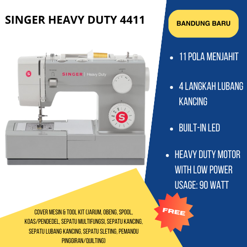 MESIN JAHIT PORTABLE HEAVY DUTY SINGER 4411