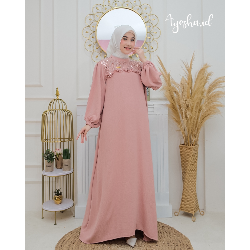 Gamis Wanita Dress Brokat Premium Gamis Terbaru 2024 Lebaran Wanita Import Fashion Muslim Abaya Kaft