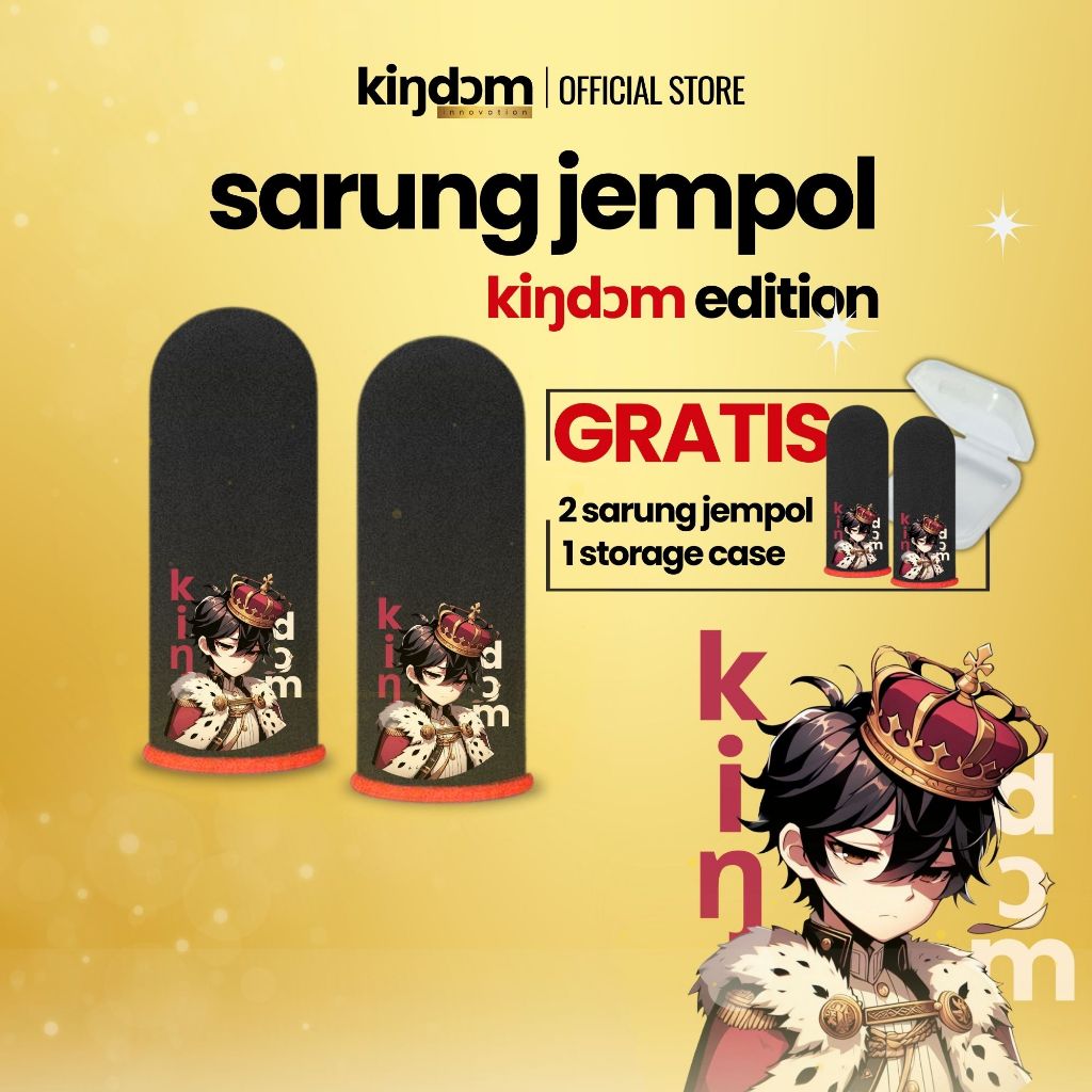 Sarung Jempol Kindom Innovation (Anti keringat, pengganti bedak gaming) eSports Custom Emote Anime Edition untuk Game FF/FREE FIRE, Mobile Legends