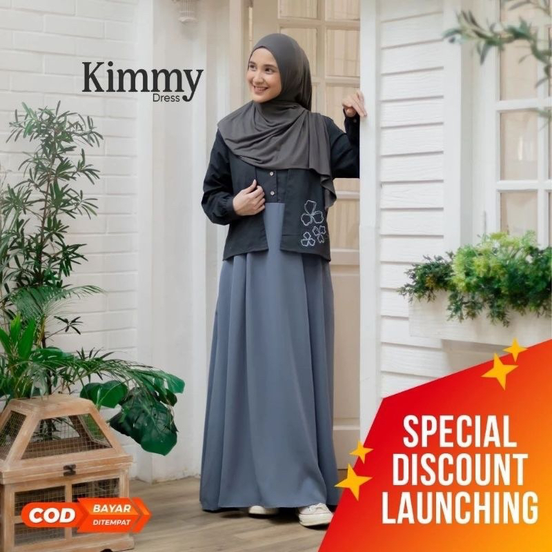 JILBRAVE Kimmy Dress Gamis Elegan Feminine Casual Bordir Monogram Exclusive by Jilbrave