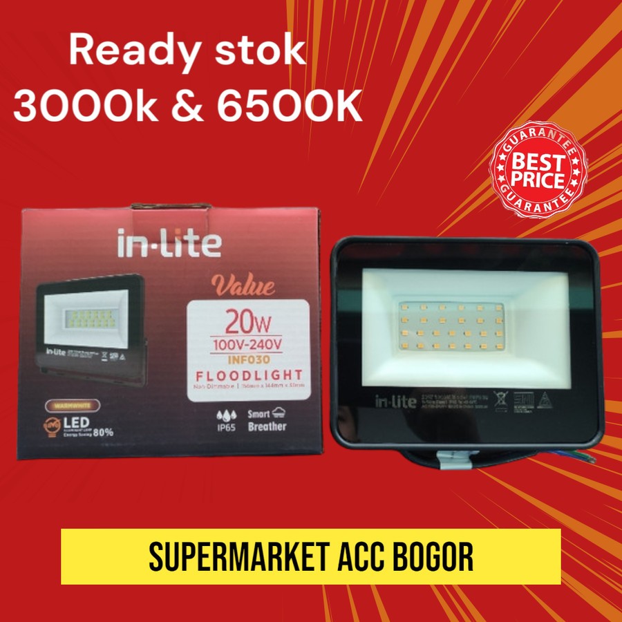 InLite Lampu Sorot FloodLight LED Value 20W 20 WATT INF030 Flood Light - lampu taman sorot - lampu s
