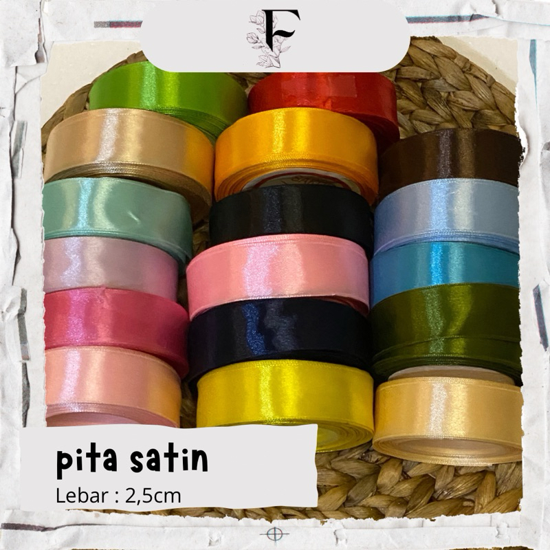 pita satin 2,5cm || pita kado || pita satin 2mx2,5cm || pita untuk buket ||