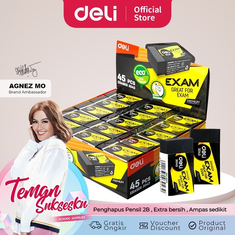 

Deli E3043 Penghapus-Exam Eraser 40×22×12mm Soft 2B Clean Black